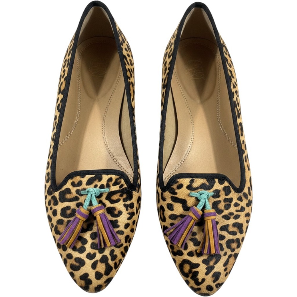 Leopard Print Tassel Loafers - Tan/Black